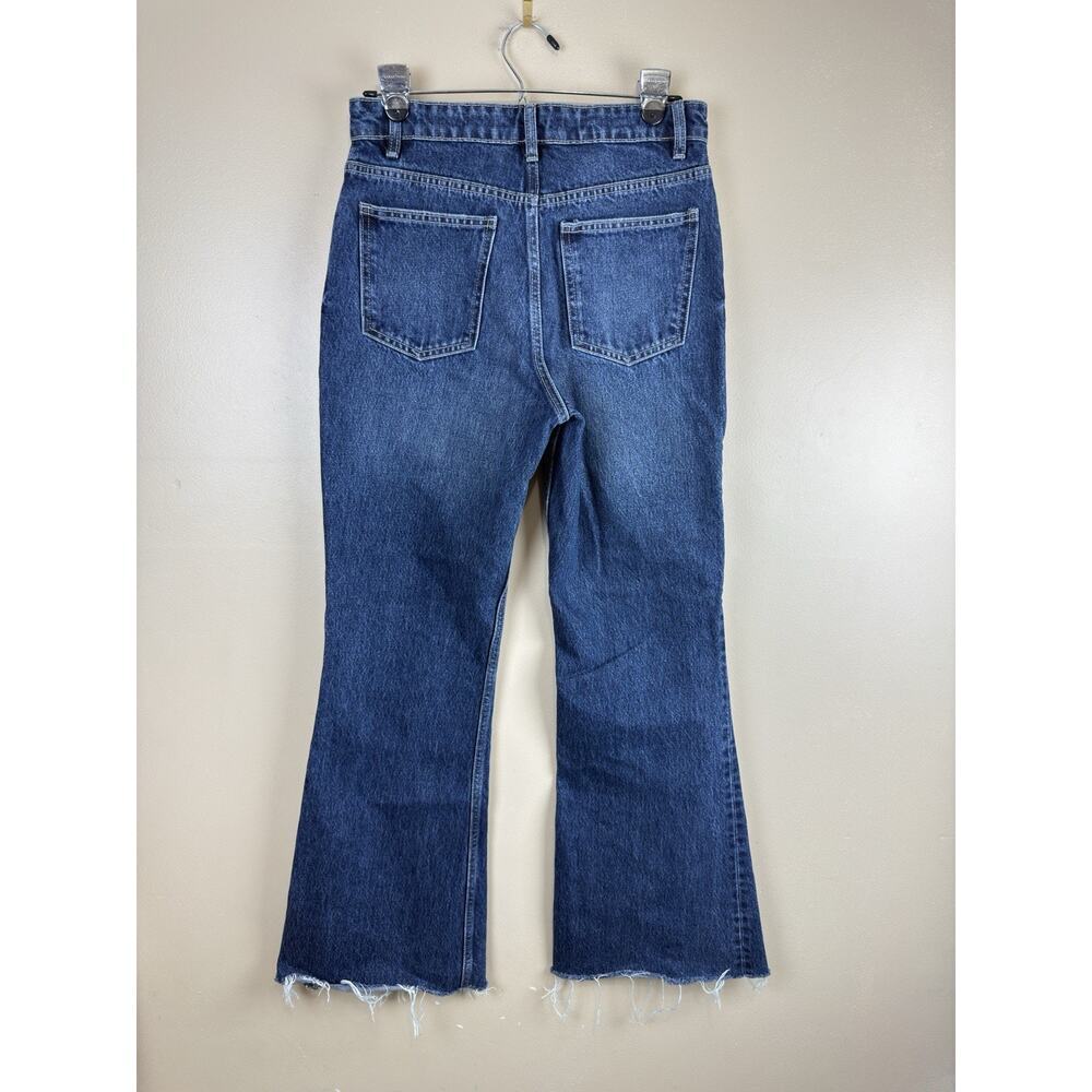 Zara Jeans Womens Blue Size 6 Denim Flare High Rise Raw Hem Medium Wash - Picture 5 of 14